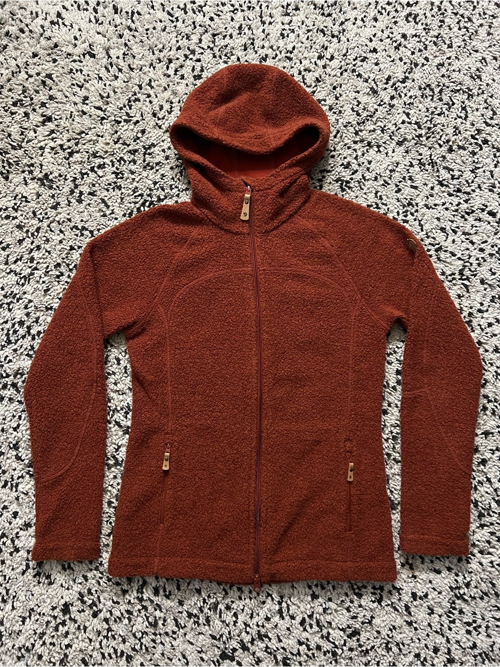 Fjallraven Kaitum Fleece Jacket Hooded Full Zip Rust Orange Women’s Size XS
